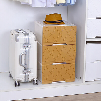

Also ya plastic drawer type quilted baby clothes finishing storage box storage box surface width 360mm three-layer khaki