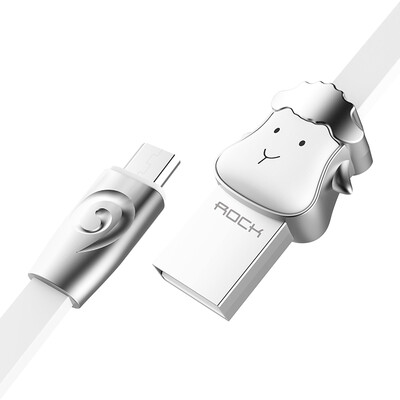 

Locke ROCK Andrews data cable zinc alloy cute cartoon sheep micro charging line for Samsung Huawei millet Meizu phone 1 meter white