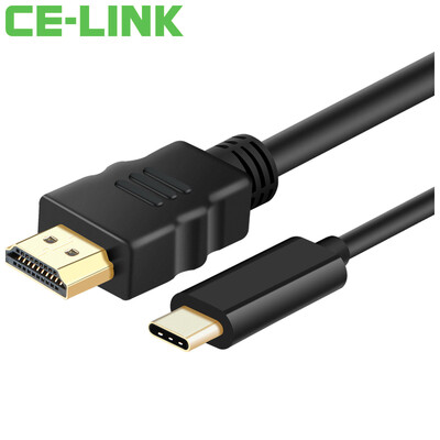 

CE-LINK Type-C адаптер USB-C к HDMI с высоким разрешением конверсионная линия / 5-мегапиксельная компьютерная маска с поддержкой HD-проектора с высоким разрешением для монитора 4K черный 1655