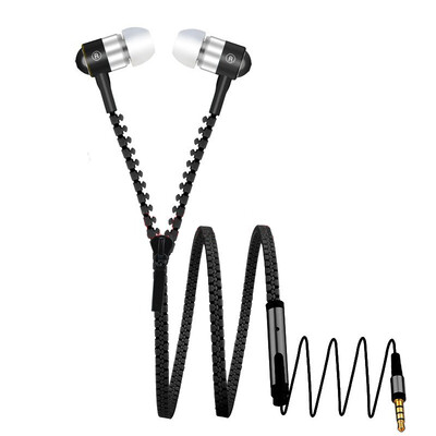 

S3 Zipper Earphone in-Ear Metal Bass MP3 Music 3.5mm with Microphone Stereo Cellphone Earpieces for Smart Phone