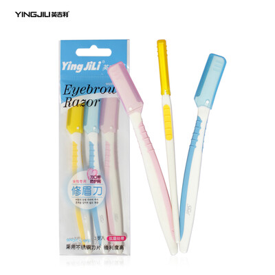 

YINGJILI Lady Eyebrow Trimmer Korean Shaper Eyebrows Makeup beauty tools Shaving Razor with 3PCs