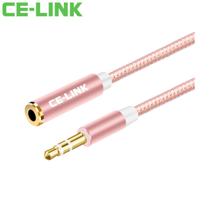 

CE-LINK 2536 Car AUX audio cable male extension cable 5 meters mobile phone flat headphone extension line car 35 stereo audio extension line rose gold