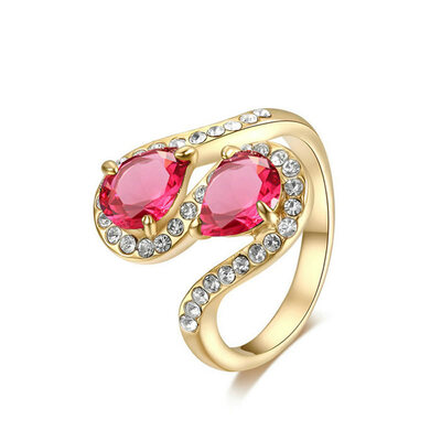 

Yoursfs Dual Teardrop Shining zircon ashion 18K Rose Gold Plated Cocktail Ring