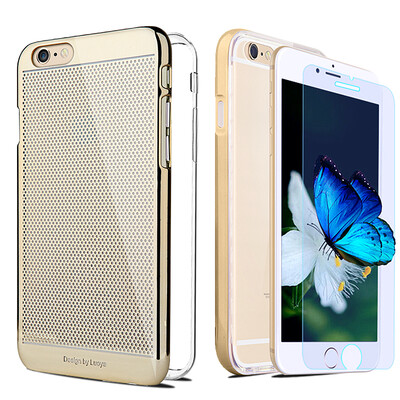 

Phone case shell four sets KOOLIFE apple 6s plus mobile phone case iphone6 ​​ 6splus mobile phone shell TPU transparent shell silicone soft shell gold PC shell yellow tempered film