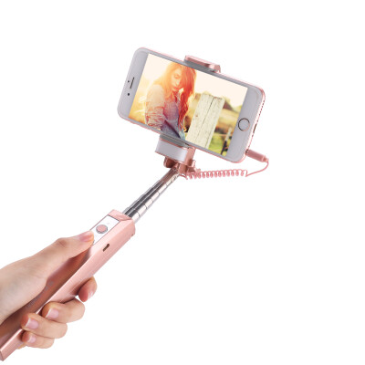 

Green joint self-timer lever mobile phone self-timer artifacts self-timer with a rearview mirror fill light to support Apple Huawei millet and other iOS and Andrews system 40937 rose gold