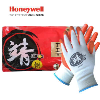 

Honeywell (Honeywell) labor insurance gloves 10 pairs / package nitrile rubber work gloves palm dip anti-skid oil resistant wear mechanical protective gloves JN230 7 yards Jing series