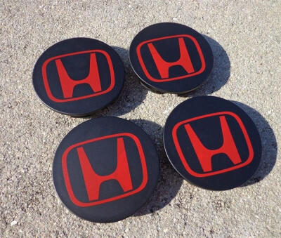 

4pcs×69mm Honda Accord CRV Pilot Civic Element Wheel Black Red Center Caps HubCap Wheel