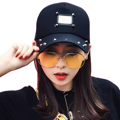 

Mengsk (MSEK) hats lovers breathable mesh rivet baseball caps punk style Korean hip-hop cap MMZ723182 black