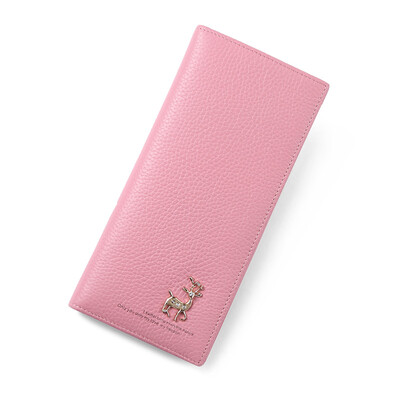 

Woodpecker TUCANO ladies wallet sweet deer pattern suede leather long wallet WAB1071A-89R3 pink