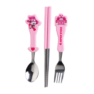 

Oboe (AUBY) Super Flying Xia love spoon fork and chopsticks three-piece 304 stainless steel round handle anti-hot drop 466915B
