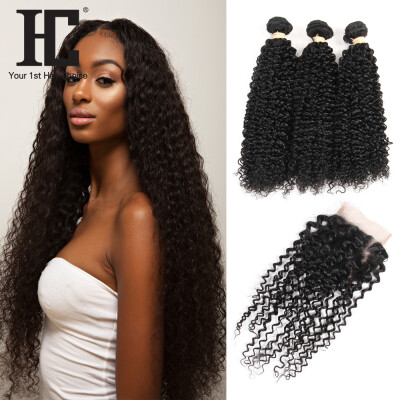 

Grade 8A Malaysian Virgin Hair With Closure Kinky Curly Hair 3bundles With Closure Malaysian Virgin human Hair With Closure