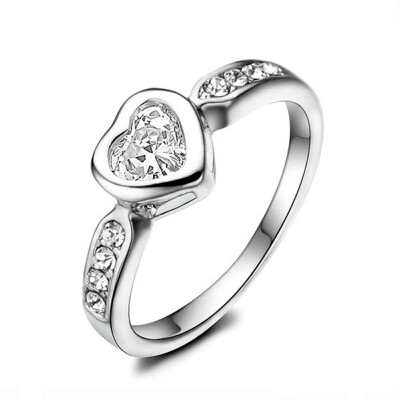 

Yoursfs Rings Hot Sale Charms Lady jewelry 18 K White Gold Plated Use Austria Crystal Emulational Diamond Heart wedding infinity