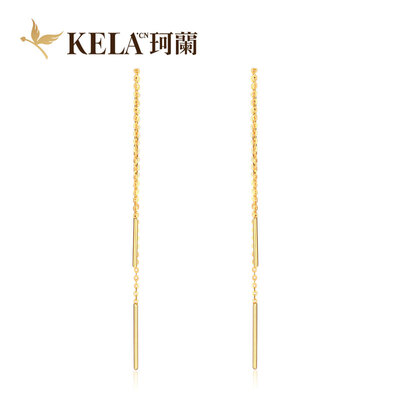 

Kelan 18K Gold Tassel Long Earrings Gold Gold Double Head Earring Female 0.6g or less KLEW030411