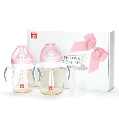 

gb good boy wide caliber PPSU bottle gift box - pink small hungry magic series
