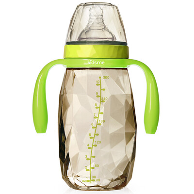 

Kiss me kidsme wide caliber 300mlPPSU diamond bottle with straw handle green comes with cross hole pacifier