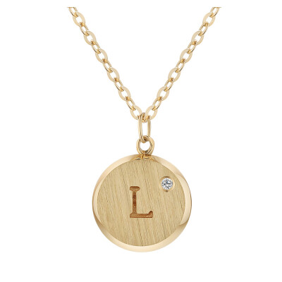 

AFFINER 14K gold necklace alphabet pendants heart belongs to fashion Korean women clavicle chain jewelry women AFP2061K #