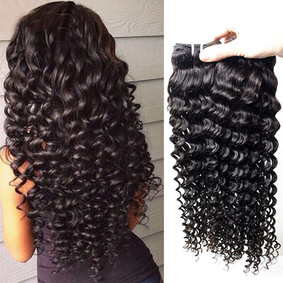 

Brazilian Deep Wave Human Hair Weaving 7A Unprocessed Virgin Hair 4Bundles Deals Curly Brazilian Virgin Hair Extensions DeepWave