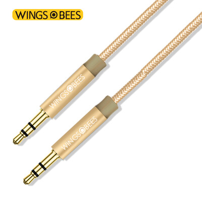 

Bee wing AUX public audio cable car with 35mm car mobile phone audio cable 100cm soil Hao gold for mobile phone flat headphones speaker