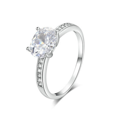 

Yoursfs@ Classic 3ct Simulated CZ Diamond Wedding Rings For Women Platinum Plated Oval Shape Big Pendant Ring Online Shopping Ind