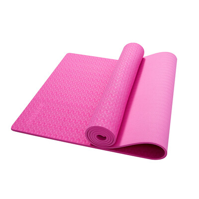

Pu special special POVIT TPE6mm monochrome yoga mats double-sided non-slip sports fitness mats rose red including net bag&strap P-986
