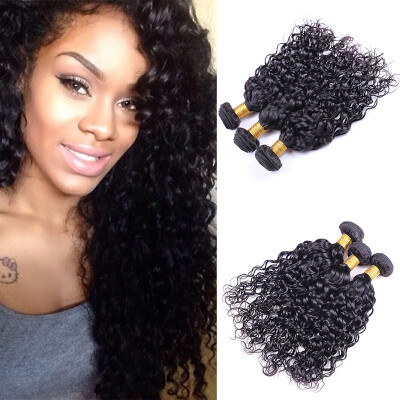 

Peruvian Water Wave Virgin Hair Weave Hair 100G/Pc Human Hair Extensions Natural Black Hair 4 Bundles Free Shipping