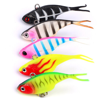 

3PC Мягкие рыболовные приманки 6cm-2.36 "/15g-0.53oz Мягкая свинцовая приманка 8 # Высокий угольный крюк 5 цветов Кремниевые воблеры Рыболовные снасти