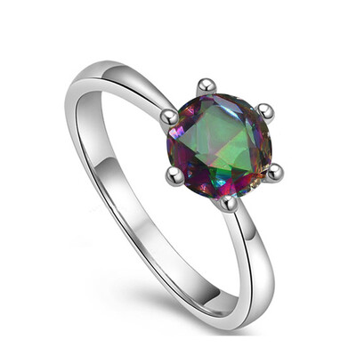 

Yoursfs@ Unique Six Prong Cubic Crystal Solitaire Engagement Ring, 18K Gold Plated Jewelry Promise for Her
