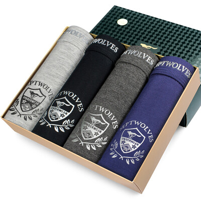 

Seven wolves mens underwear viscose waist breathable fashion underwear mens boxers 4 loaded gift box 96177-4 mixed color