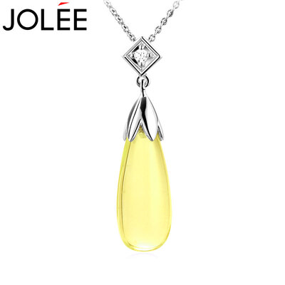 

Yu Lan JOLEE Necklace S925 Silver Natural Yellow Crystal Pendant Chainbone Chain Fashion Dress Chain Korean Send Girlfriend Honored Lady Gift Yellow