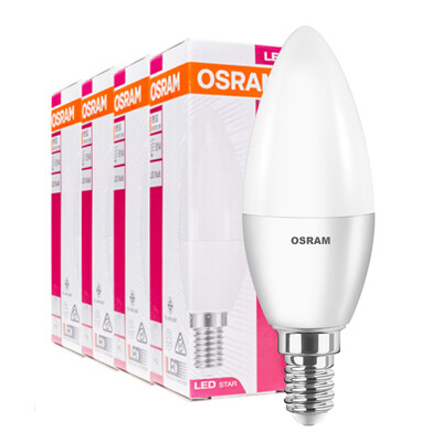 

OSRAM (OSRAM) Светодиодная лампа матовая свеча 3W E14 маленький рот теплый белый желтый только четыре