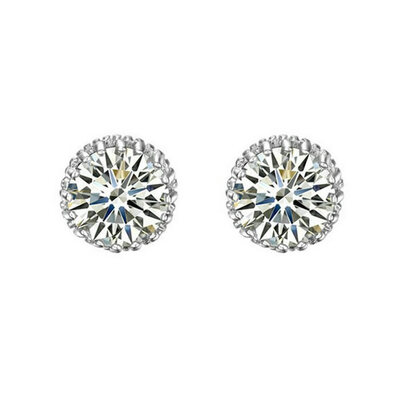 

Yoursfs Round Stud Earrings For Women Luxury Top Clear Zirconia Paved Silver Color Brincos Wedding Earring Jewelry