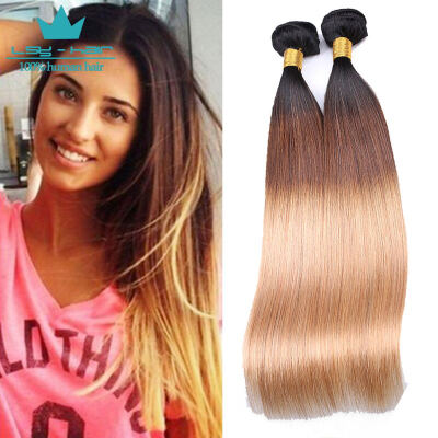 

T1B/4/27 Ombre Brazilian Straight Hair Extensions 3Pieces Can Be Mixed Remy Hair Bundles 100% Human Hair Weaves