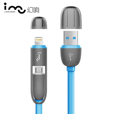 

Кабель 2-в-1 Lightning и Micro USB для зарядки и передачи данных i-mu,синий