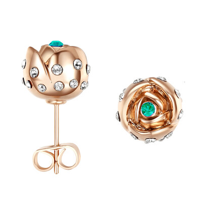 

Yoursfs Charms Rhinestone Rose Stud Earrings 18k Gold Plated Fashion CZ Jewelry Delicate Crystal Rose Women Stud Earrings for Wom