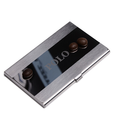

POLO Mens Business Card Holder Clamshell Stainless Steel Metallic Personality Card Case 050041