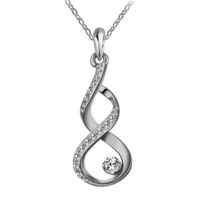 

Yoursfs@ Twisted Bottle Gourd Shape Pendant Austrial Crystal Simulated Diamond 18 K Rose Gold Necklace Bridal For Women Regal Jewe