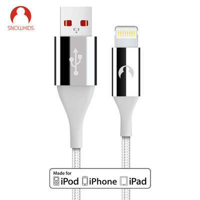 

Snowkids MFi Certification Apple Charging&Data Transfer Cable Fast Charge 12m Shining Silver for iphone6s7plus587Xipad