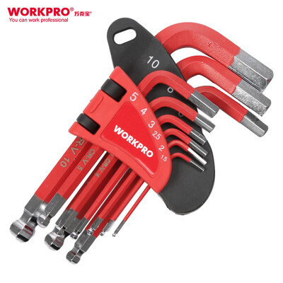 

Бао в течение десяти тысяч грамм (WORKPRO) W022002N красный и синий цвет Метрика складная ручка 8PC Hex Set