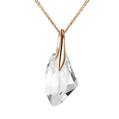 

Yoursfs@ Fashion Jewelry Polygon Style 18K White Gold Plated White/Blue Crystal Pendant Necklace
