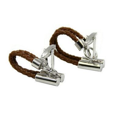 

Yoursfs@ Hot Sale Brown Leather Chain Cufflinks Healthy Cuff link weaving cuff button