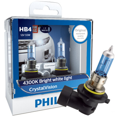 

Philips 12 В 55 Вт crystalvision галогенные фары 2 шт. H1 H4 H7 H11 HB4/9006 4300 К 1100lm/ каждый авто спереди лампы автомобиля F