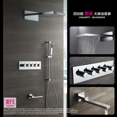 

HIDEEP Rainfall Shower Head System Polished Chrome Bath & Shower Faucet Bathroom Luxury Rain Mixer Shower Wall