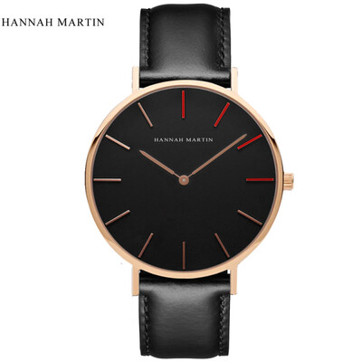 

Hannah Martin Luxury Brand Casual Watches Men Women Neutral Simple Fashion Clock Leather Quartz Wrist watch