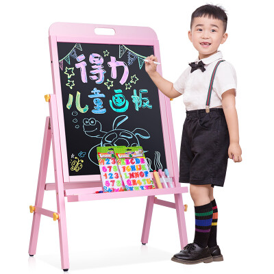 

Deli deli 7899 A frame 1020570mm height adjustable double-sided magnetic student whiteboard childrens drawing board chalk blackboard pink