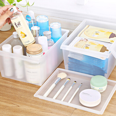 

HAIXIN Haixing desktop cosmetic storage box frosted transparent plastic sundries toy storage box finishing box 4 Pack