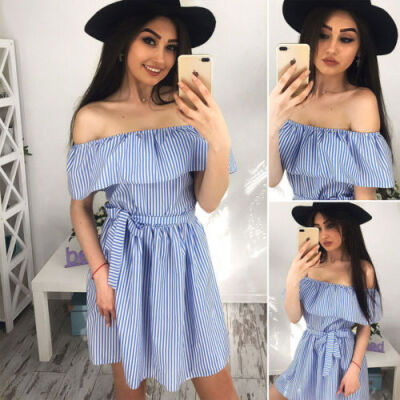 

CANIS@Women Summer Casual Off Shoulder Evening Party Beach Dress Short Mini Dress