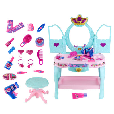 

BeiShi beiens children&39s educational toys music fantasy dresser girls make-up box play house role play set send chair 88016D blue