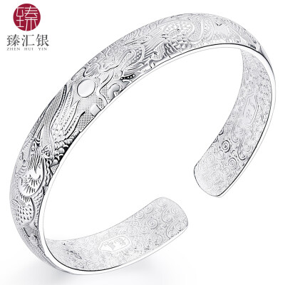 

Zhen Rong silver pearl silver dragon and phoenix bracelet bracelet opening section can be transferred to send long-term mother width of about 39 grams