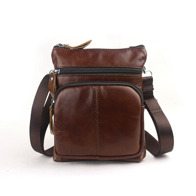 

DALFR Shoulder Leather Bag Genuine Leather Crossbody Bag 10 Inch Cowhide Messenger Bag for Men Brand Leather Bag
