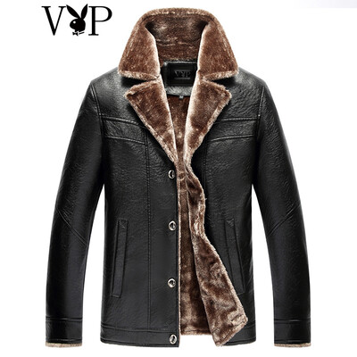 

Playboy guest 2017 mens autumn&winter fur coat with a velvet business casual PU leather jacket man